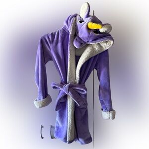 Plush Purple Unicorn Headed Robe Girls 8/10
